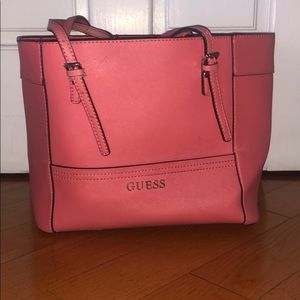 Hot pink/peach GUESS shoulder bag